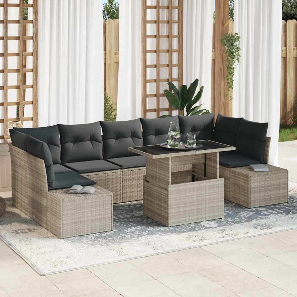 Garten-Sofa-Set 8 pcs Hellgrau und Dunkelgrau 100 x 55 x 73 cm